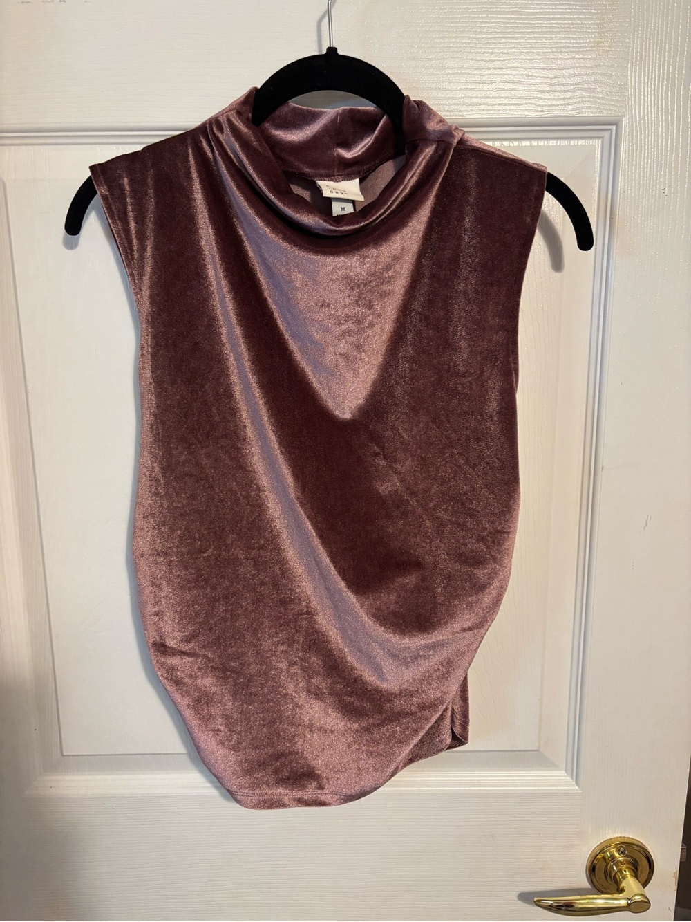 Sleeveless Mock Neck Velvet Top - Mauve Pink